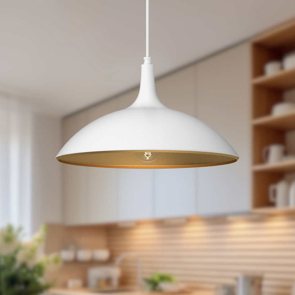 Abel 14-in White 1 Light Pendant by ALORA MOOD