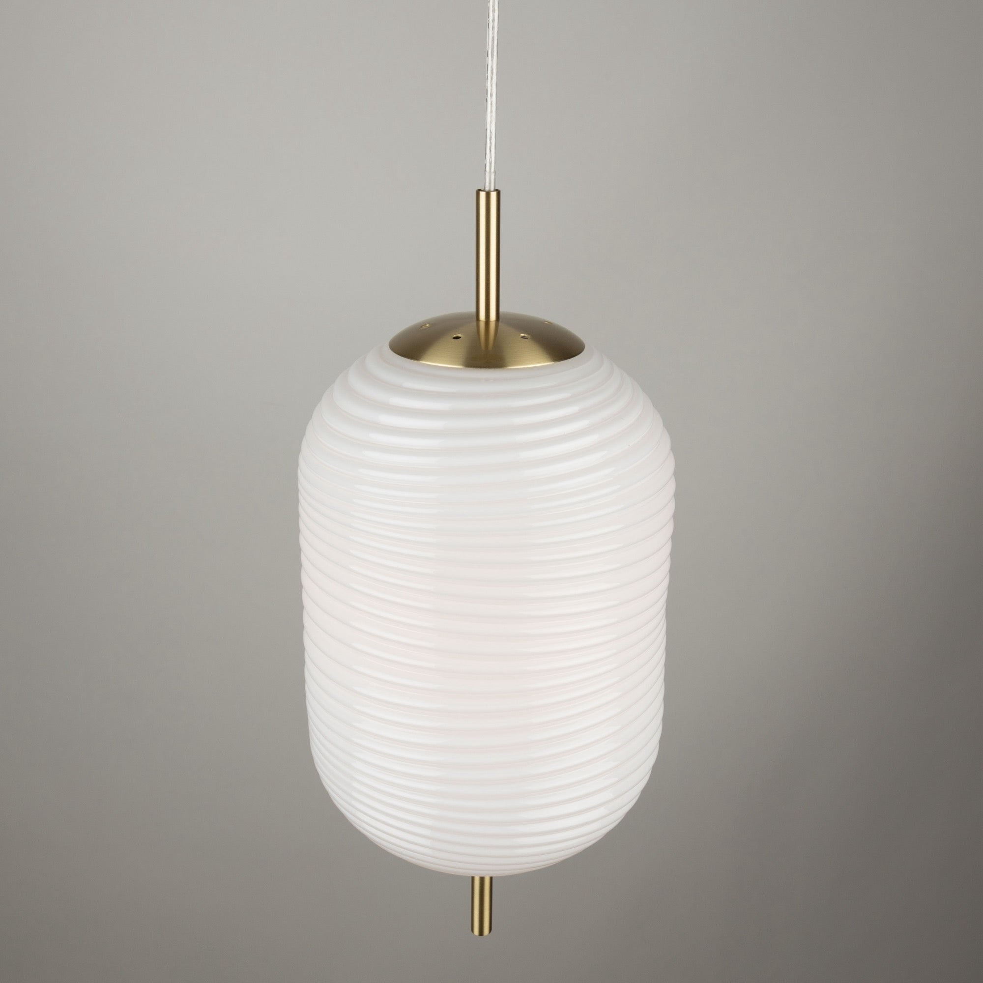 Vita Collection 1-Light Textured Shade Pendant White and Brass