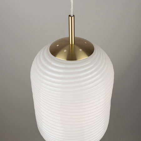 Vita Collection 1-Light Textured Shade Pendant White and Brass
