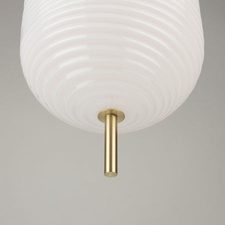 Vita Collection 1-Light Textured Shade Pendant White and Brass