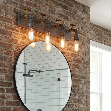 24" Vintage American Industrial Wall 4 Light in Brass by Artcraft