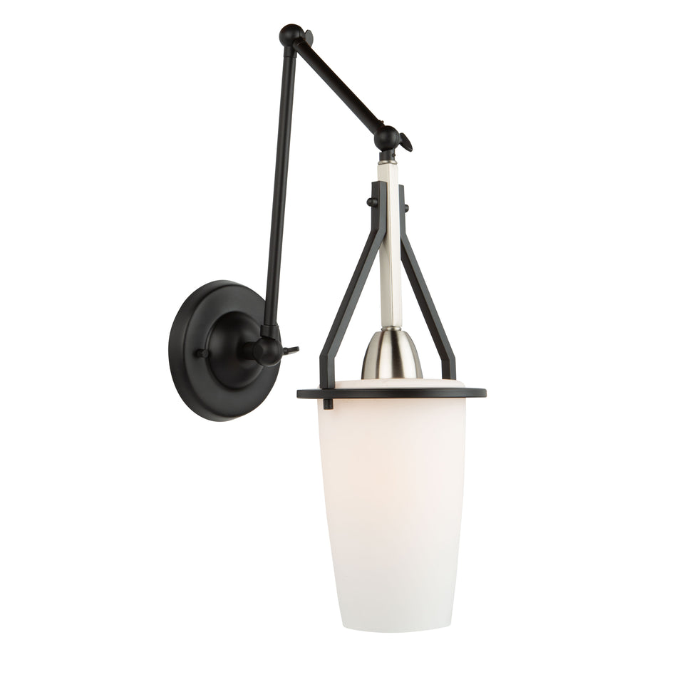 Brydon 1 Light Sconce/Pendant Black and Brushed Nickel (Cylinder Glasswre)