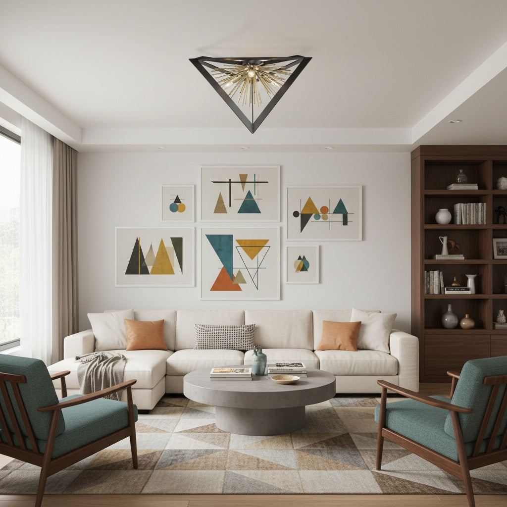 Sunburst  Flush Mount (Matte Black & Satin Brass Finish) by Artcraft