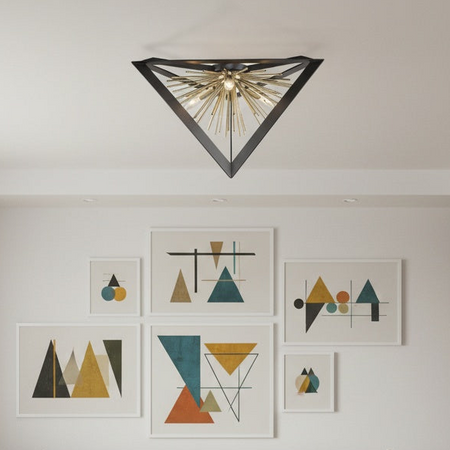 Sunburst  Flush Mount (Matte Black & Satin Brass Finish) by Artcraft