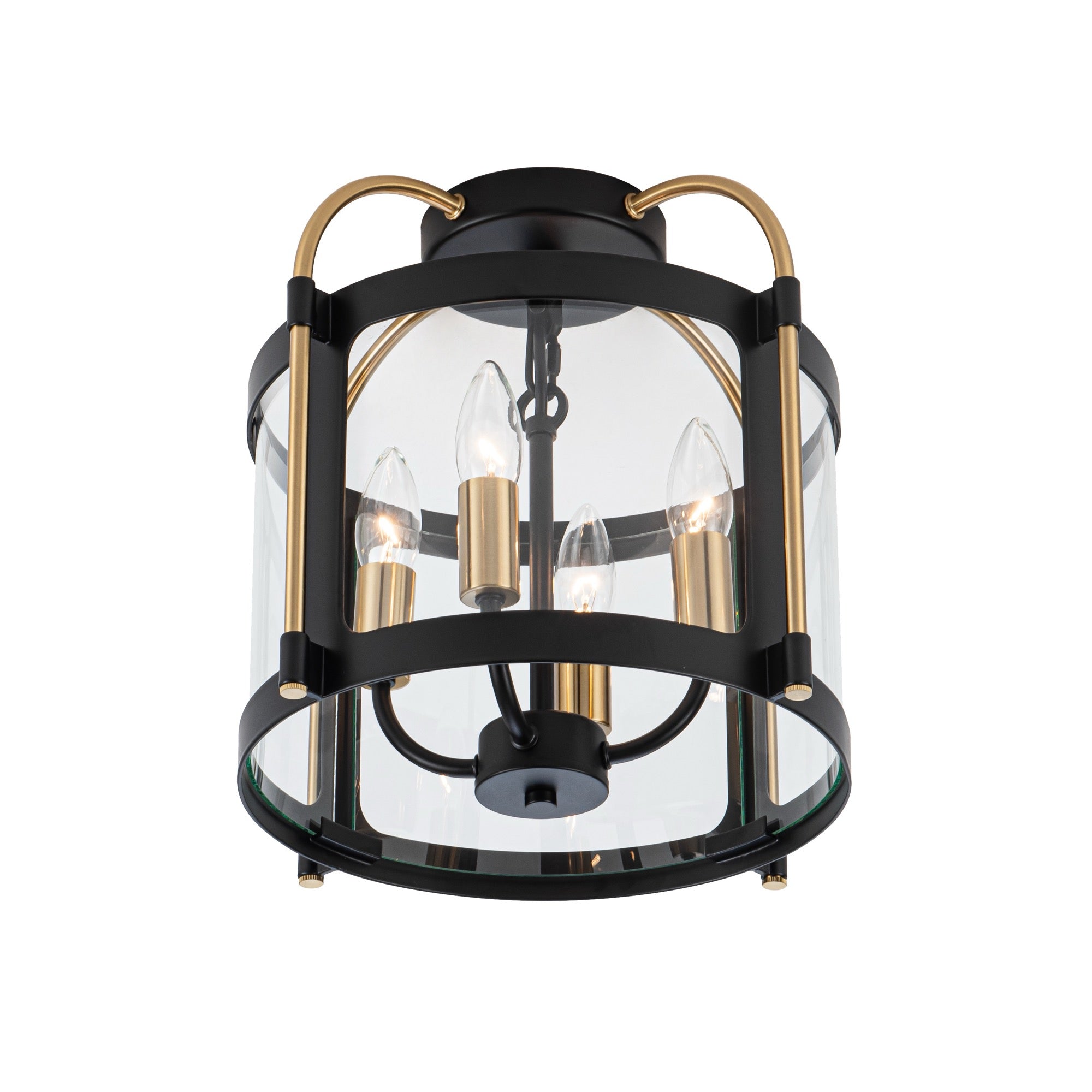 Bonita Collection 4-Light Flush Mount Black and Brushed Brass