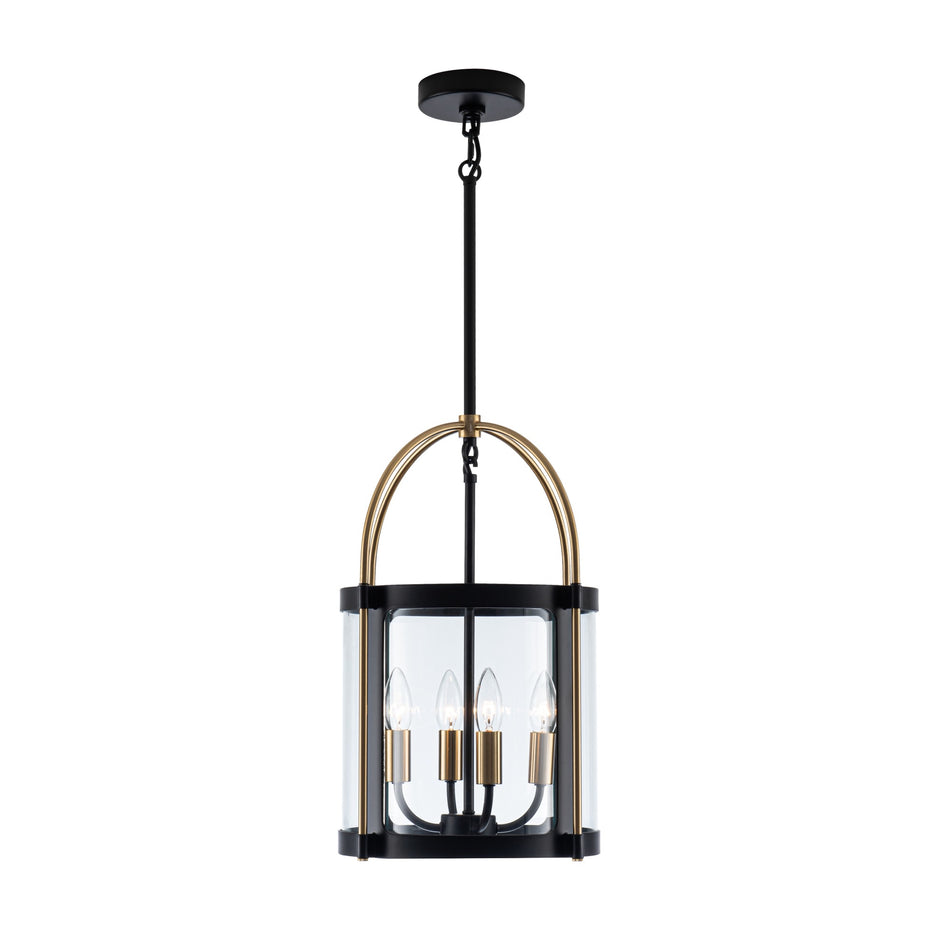 Bonita Collection 4-Light 13" Pendant Black and Brushed Brass