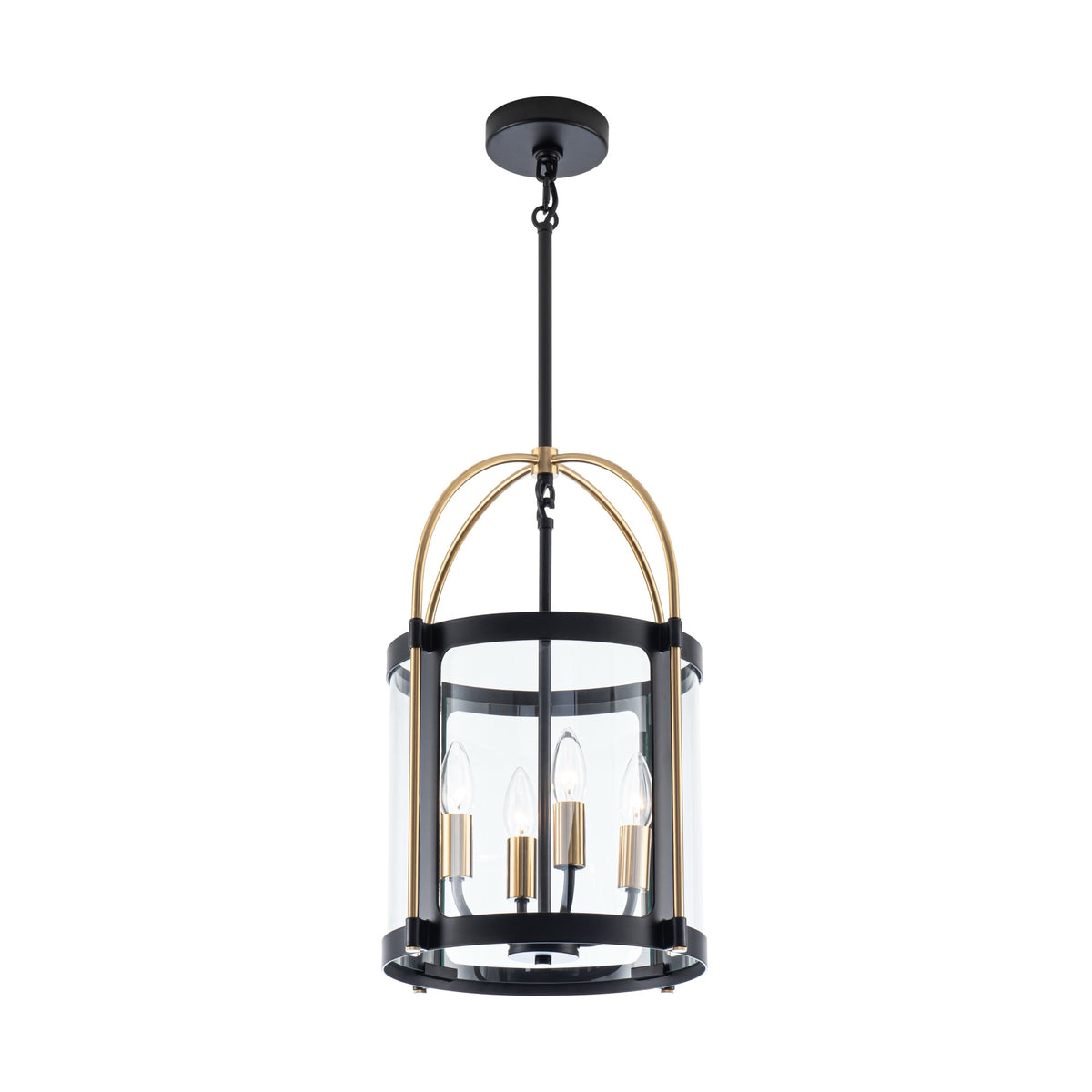 Bonita Collection 4-Light 13" Pendant Black and Brushed Brass
