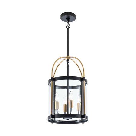 Bonita Collection 4-Light 13" Pendant Black and Brushed Brass