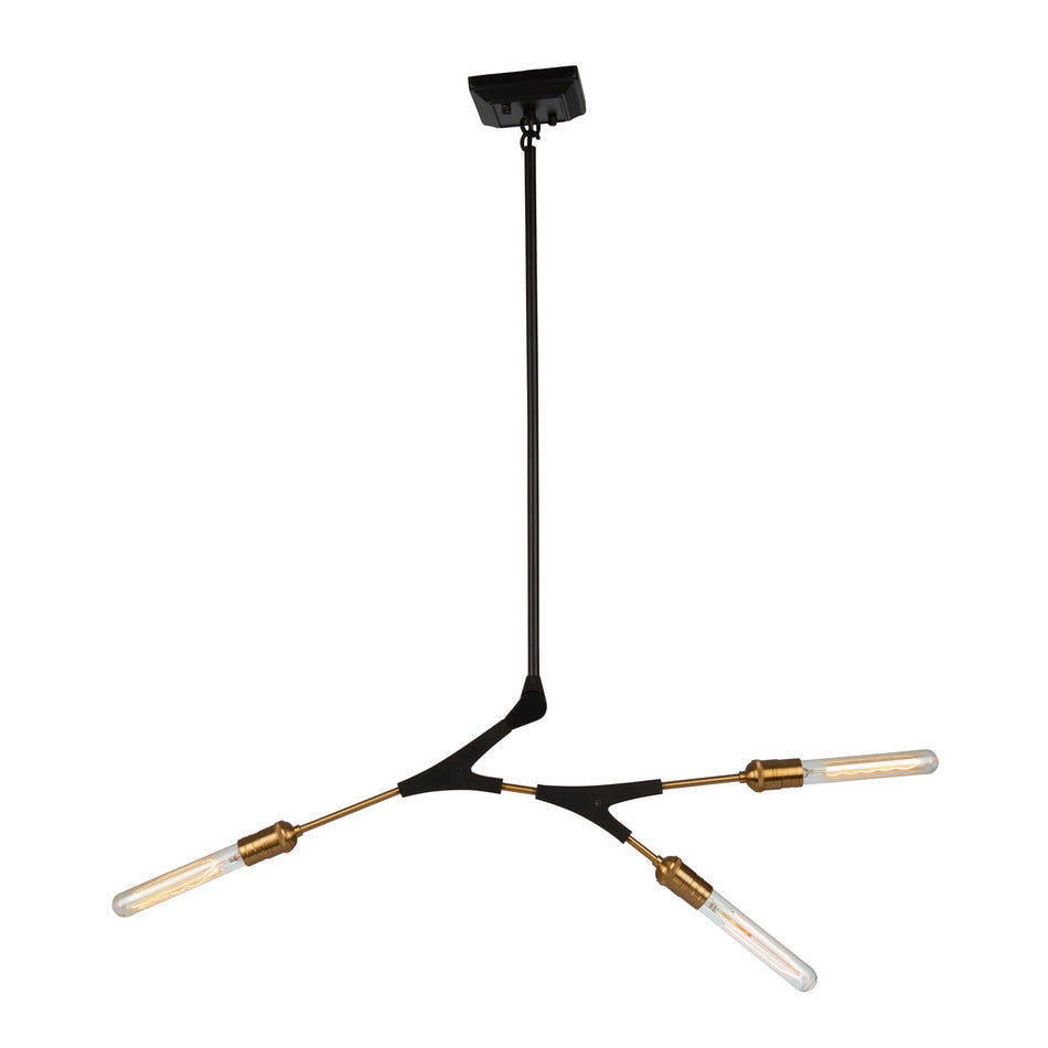 Filiali 3 Light Chandelier (Black & Harvest Brass)