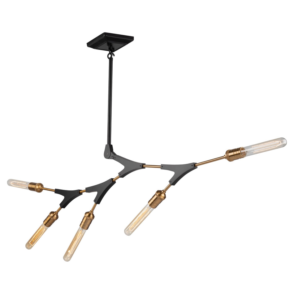 Filiali 5 Light Chandelier (Black & Harvest Brass)