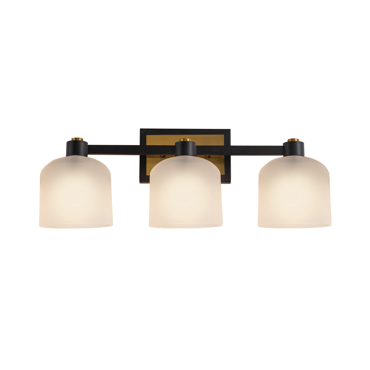 Lyndon Collection 3-Light Bathroom Vanity Black and Brushed Brass