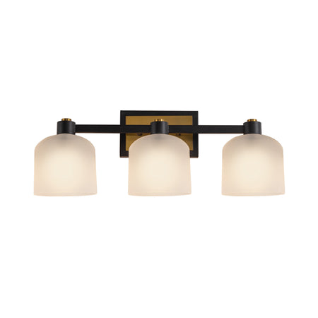 Lyndon Collection 3-Light Bathroom Vanity Black and Brushed Brass