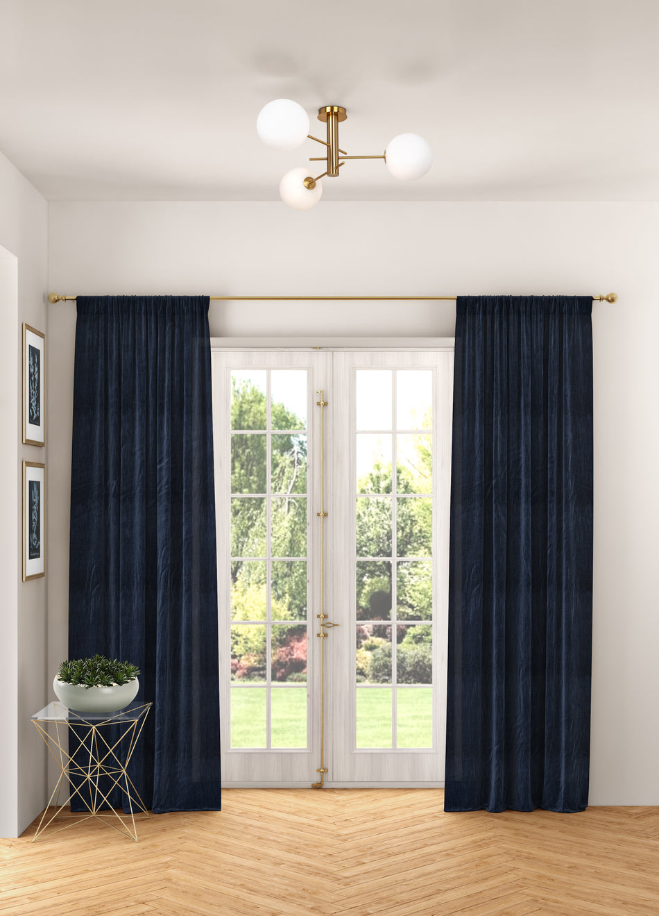 Aurelia Collection 3-Light Semi-Flush Mount Brass