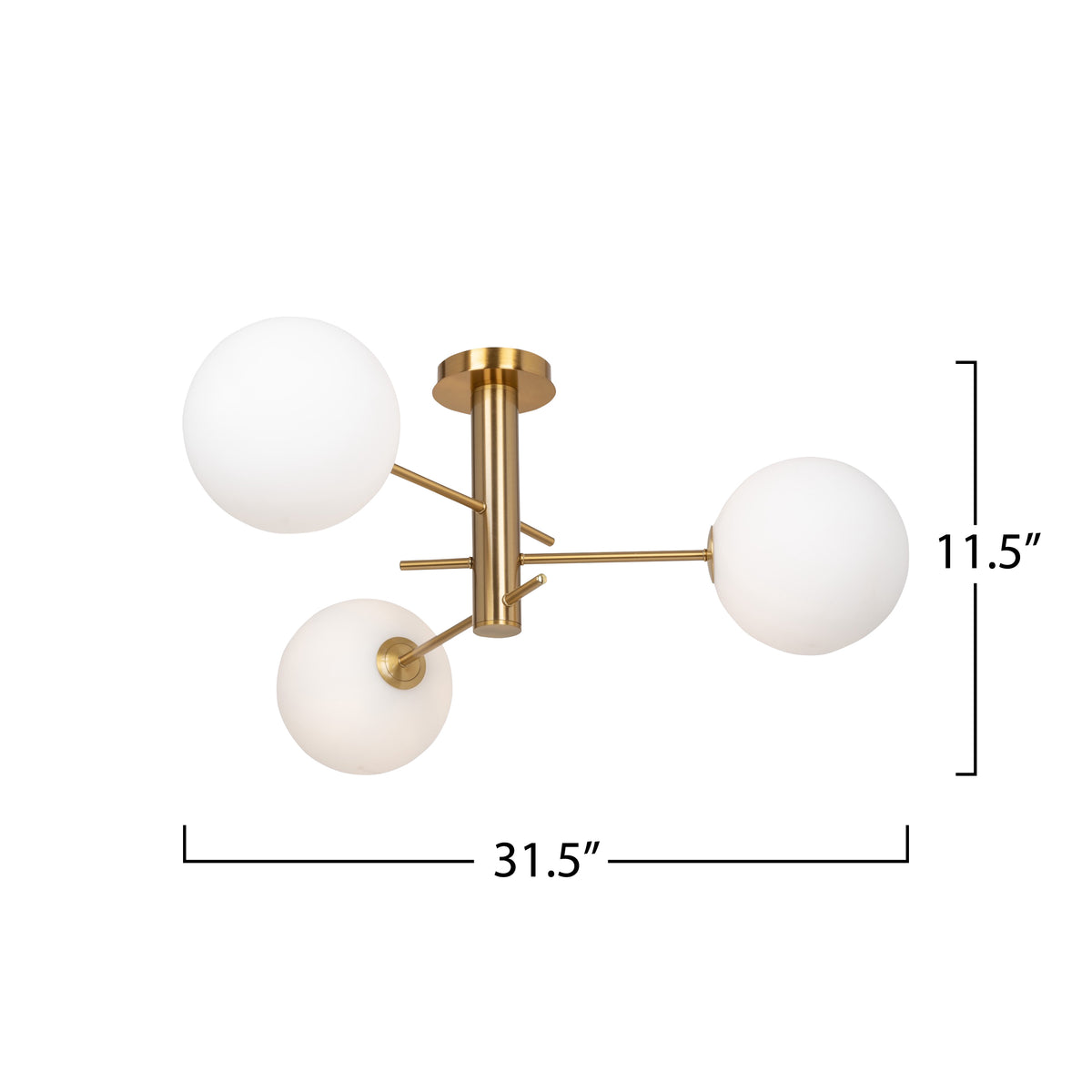 Aurelia Collection 3-Light Semi-Flush Mount Brass
