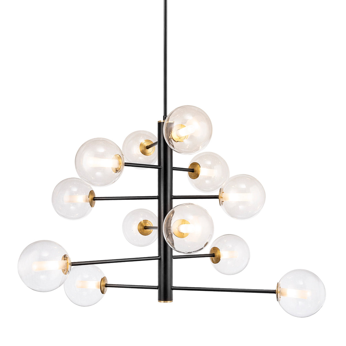 Aurelia Collection 12-Light Chandelier Black and Brushed Brass