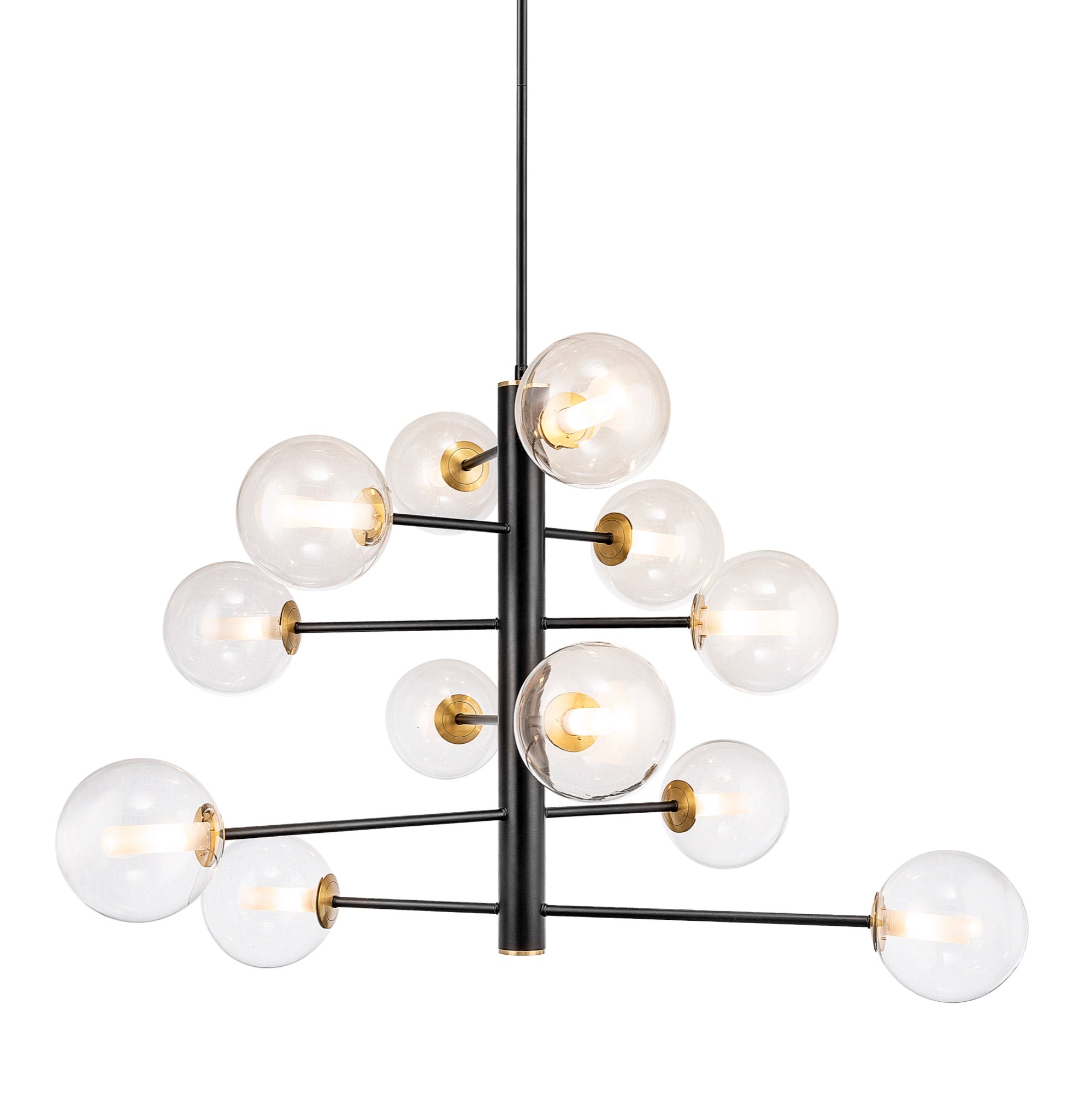 Aurelia Collection 12-Light Chandelier Black and Brushed Brass