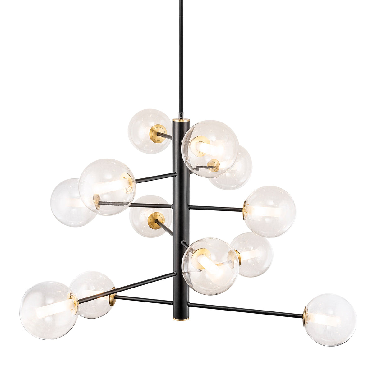 Aurelia Collection 12-Light Chandelier Black and Brushed Brass