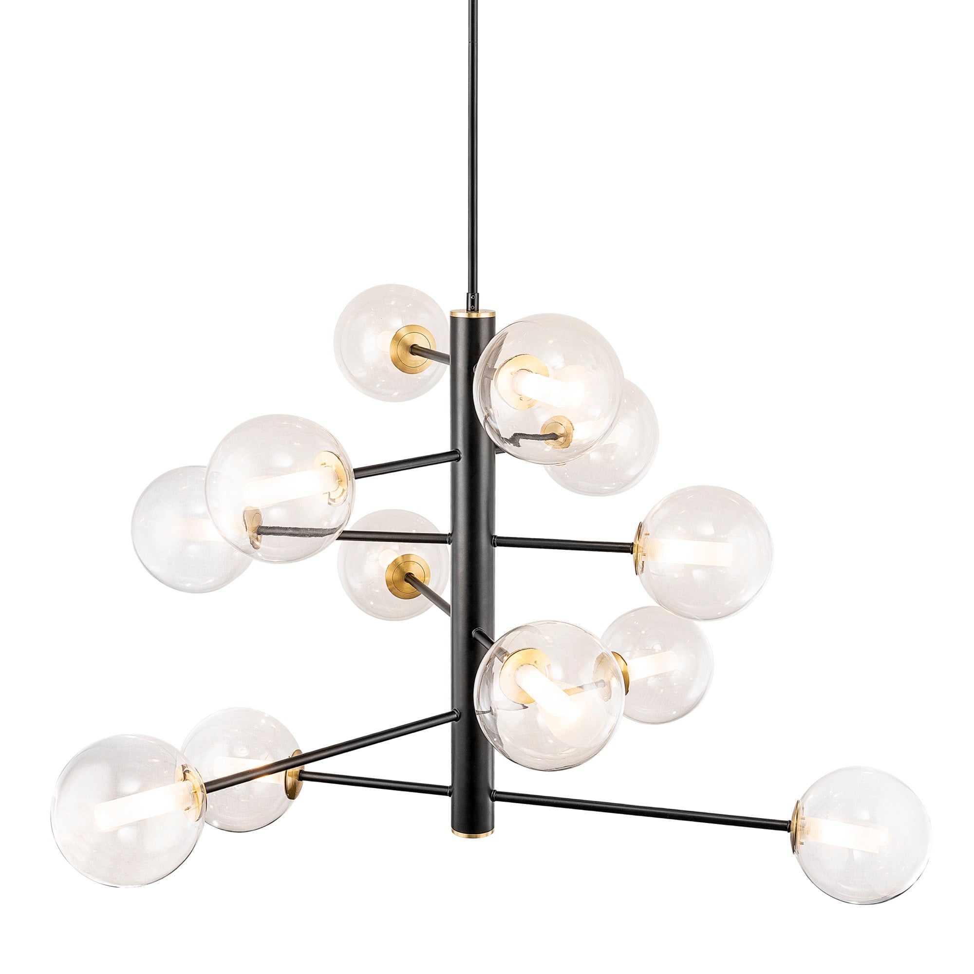 Aurelia Collection 12-Light Chandelier Black and Brushed Brass