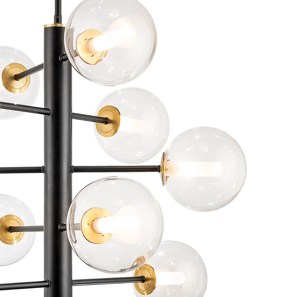 Aurelia Collection 12-Light Chandelier Black and Brushed Brass