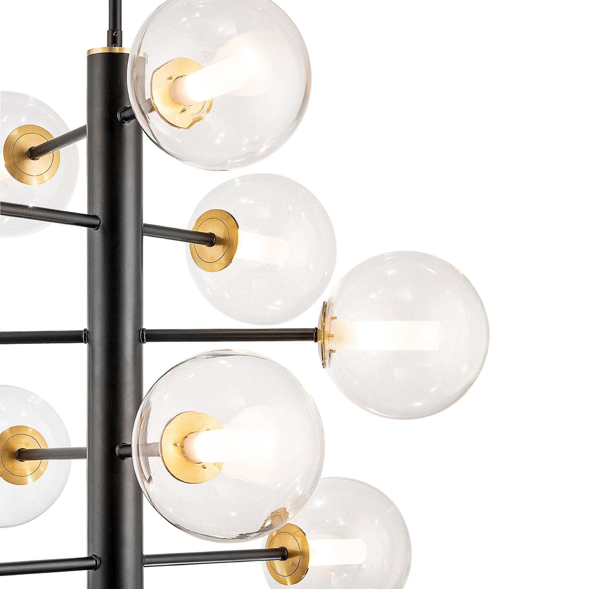 Aurelia Collection 12-Light Chandelier Black and Brushed Brass