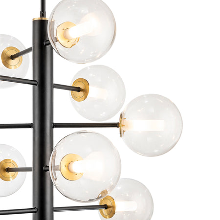 Aurelia Collection 12-Light Chandelier Black and Brushed Brass
