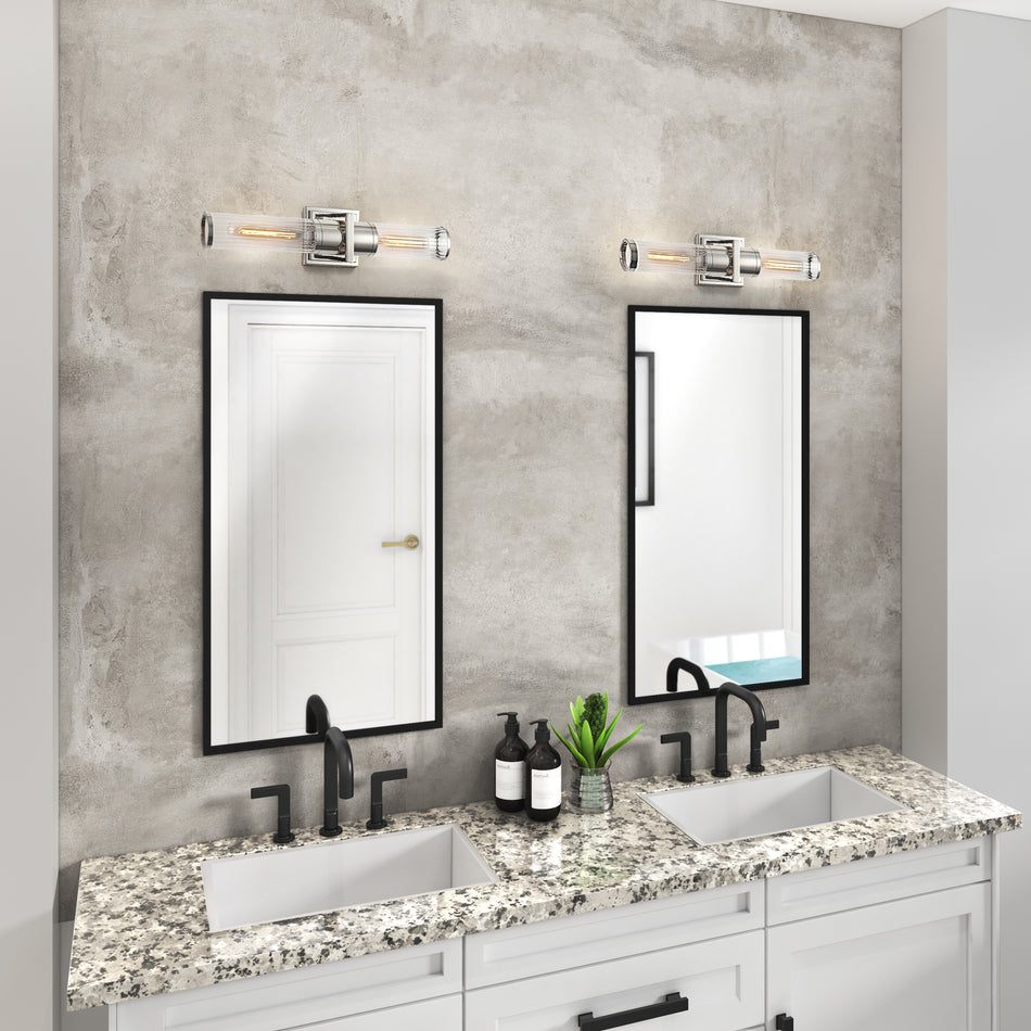 Positano Collection 2-Light Bathroom Vanity Light Polished Nickel and Clear Glass