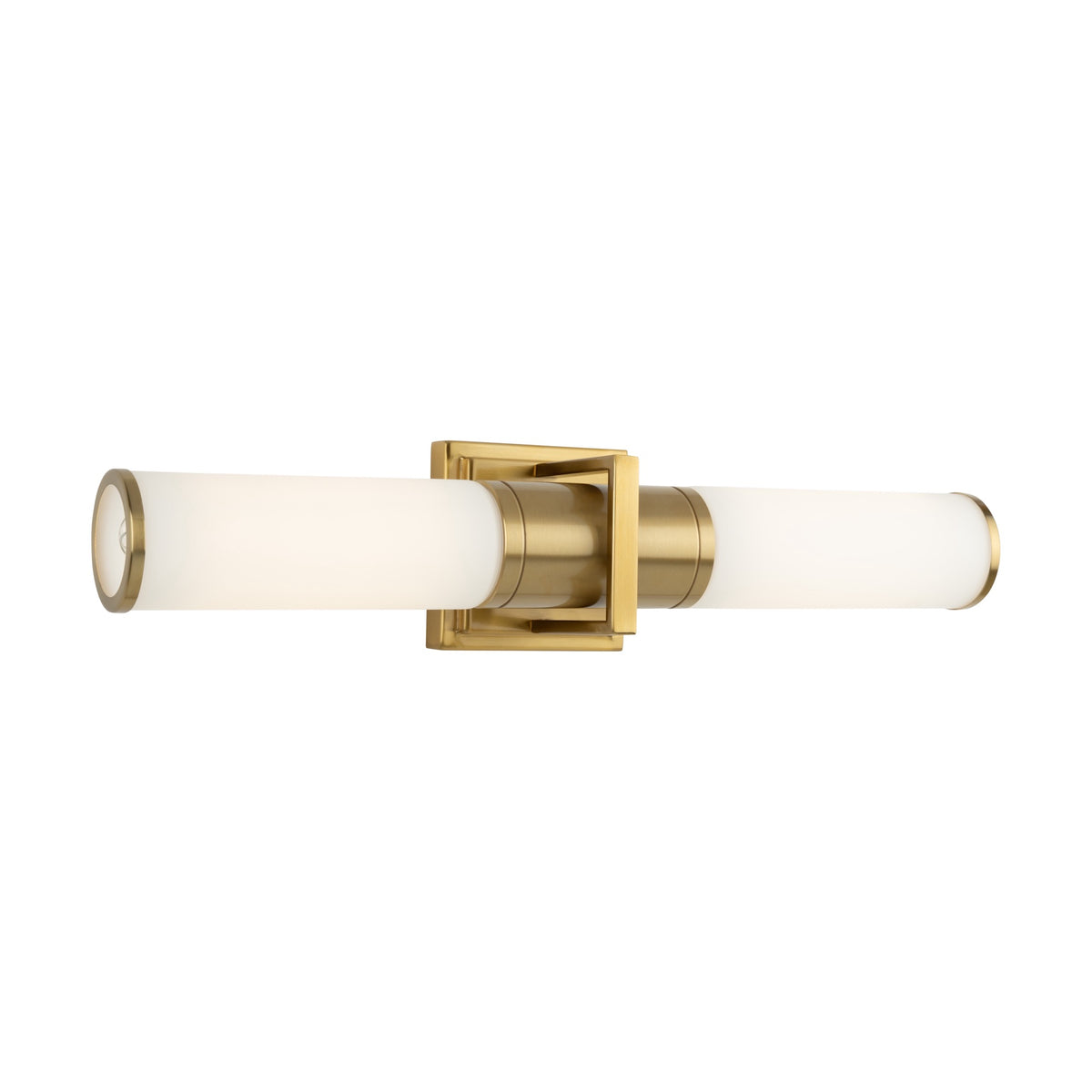 Positano Collection 2-Light Bathroom Vanity Light Brushed Brass and White Glass