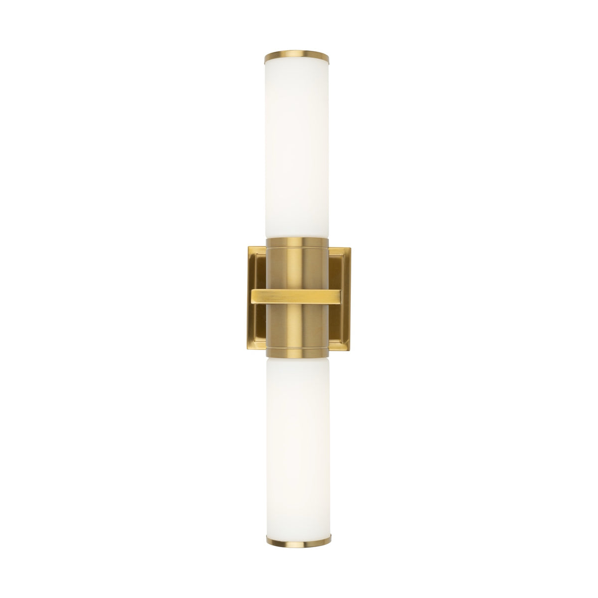 Positano Collection 2-Light Bathroom Vanity Light Brushed Brass and White Glass