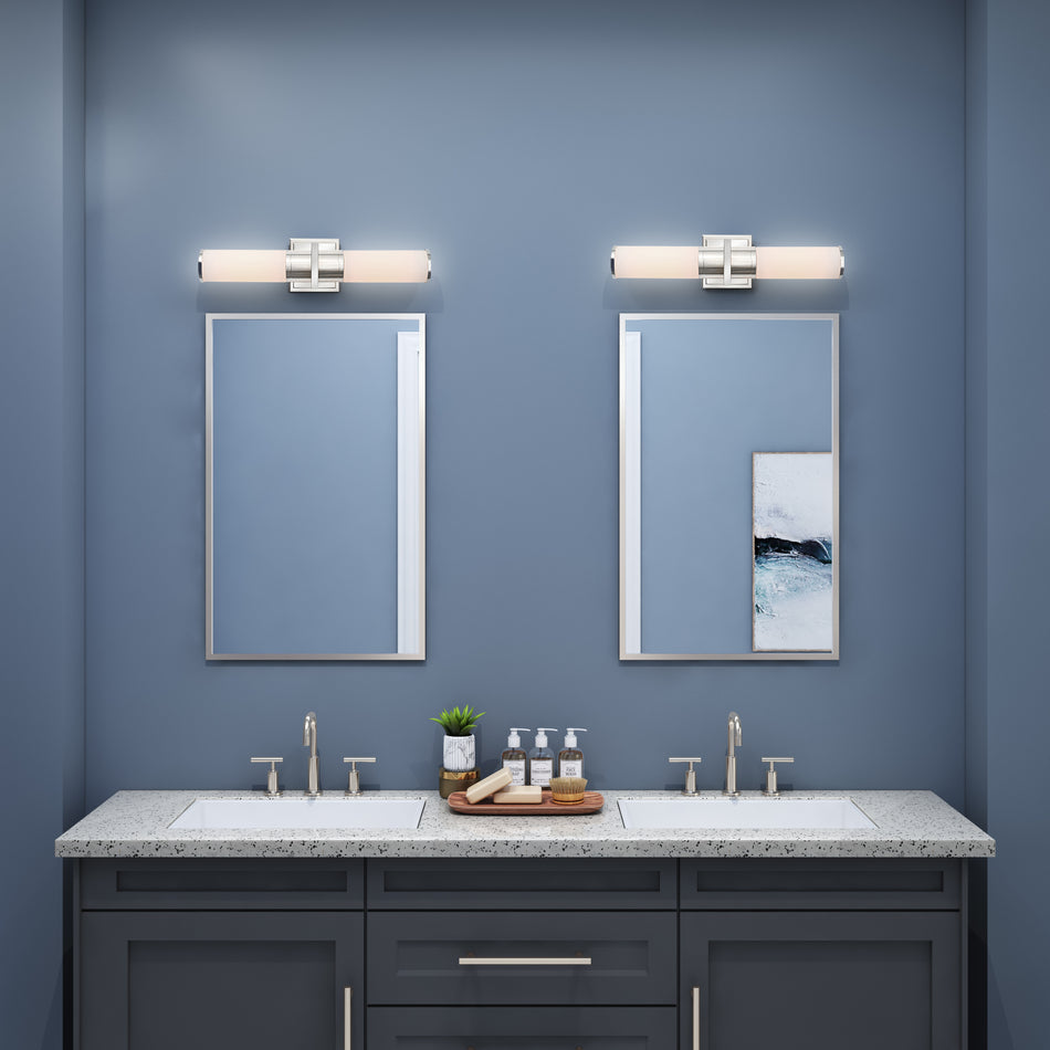 Positano Collection 2-Light Bathroom Vanity Light Polished Nickel and White Glass