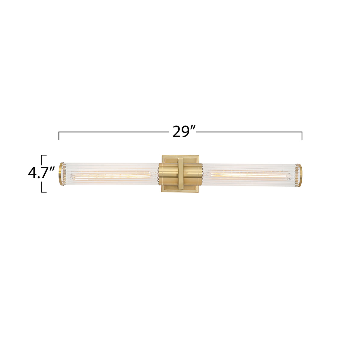 Positano - 2-Light Bathroom Vanity Light - Clear Glass/Satin Brass