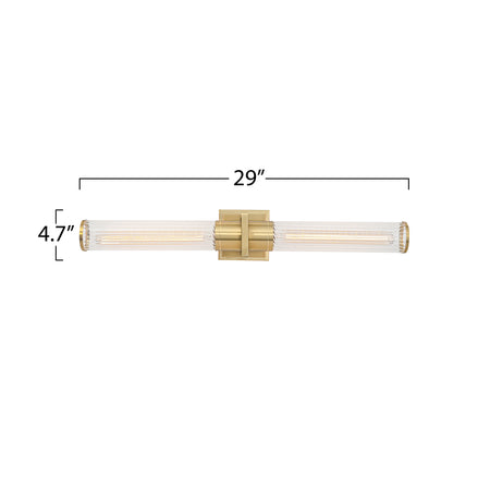 Positano - 2-Light Bathroom Vanity Light - Clear Glass/Satin Brass