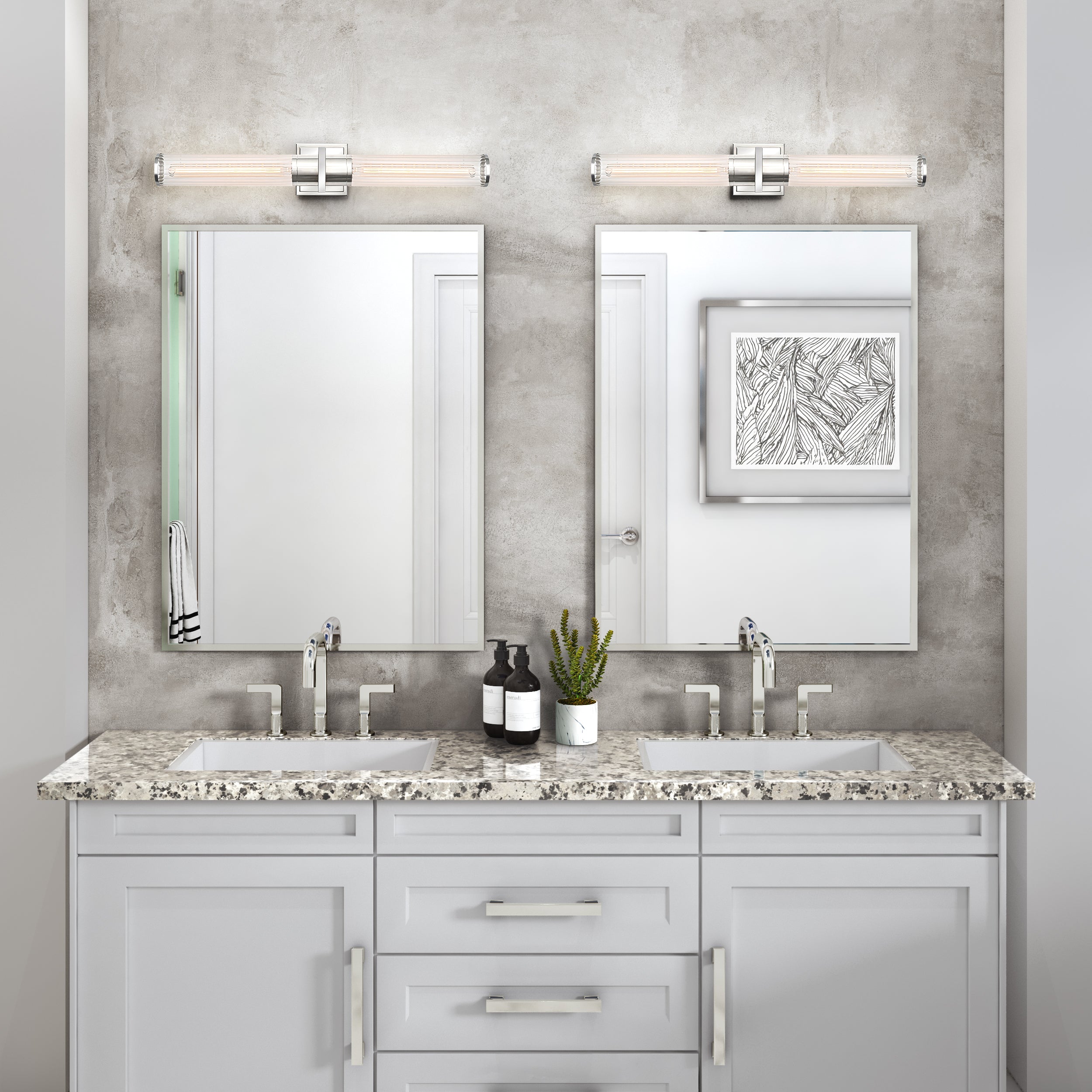 Positano - 2-Light Bathroom Vanity Light - Clear Glass/Polished Nickel