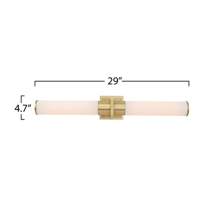 Positano - 2-Light Bathroom Vanity Light - White Glass/Satin Brass