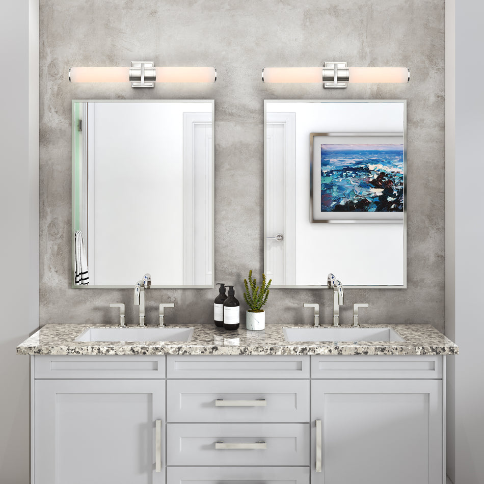 Positano - 2-Light Bathroom Vanity Light - White Glass/Polished Nickel