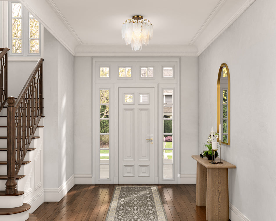 Alessia Collection 4-Light Semi-Flush Mount Brushed Brass