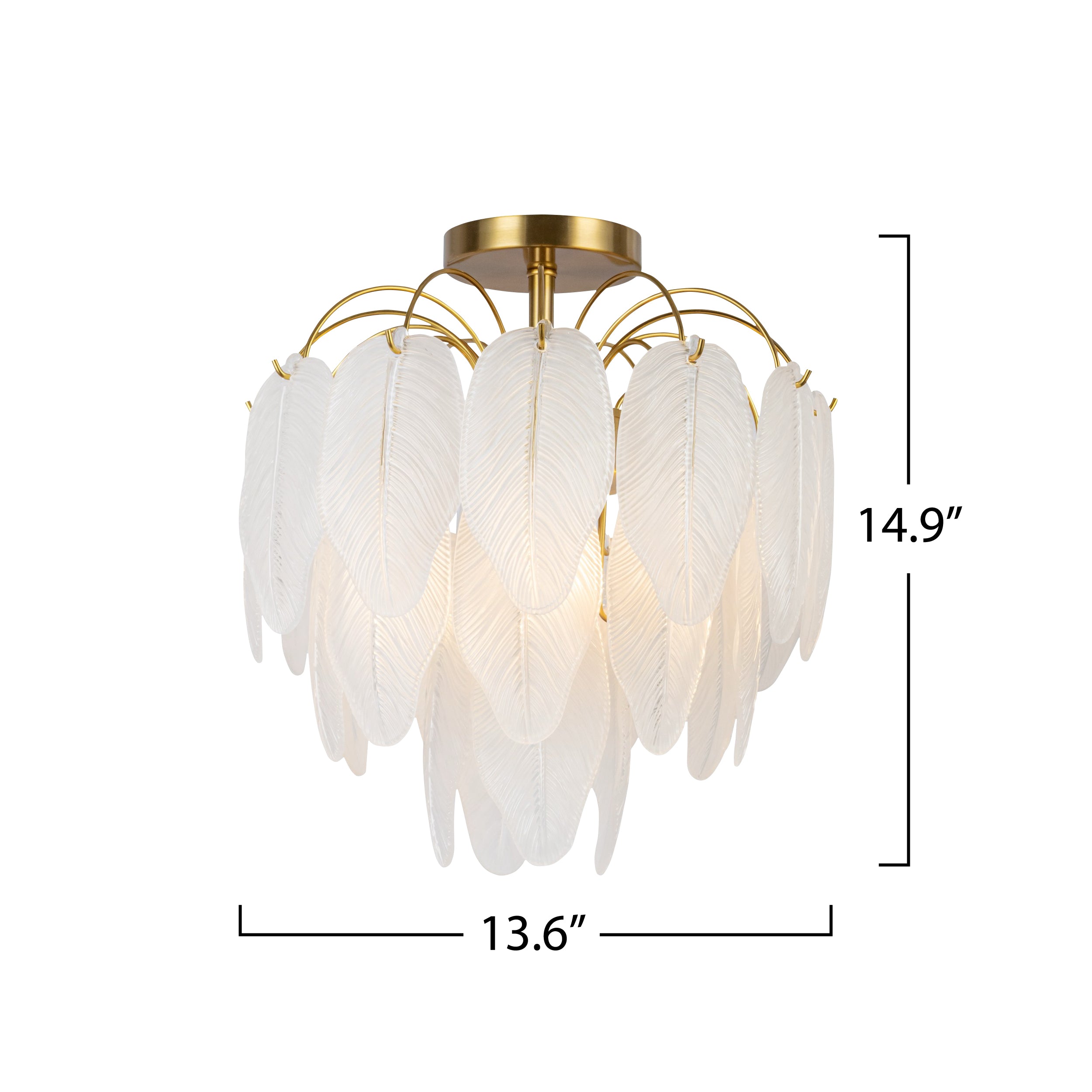 Alessia Collection 4-Light Semi-Flush Mount Brushed Brass