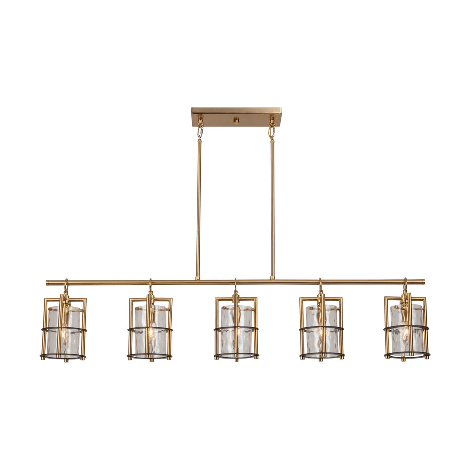 Burford Collection 5-Light Island/Pool Table Brass & Black