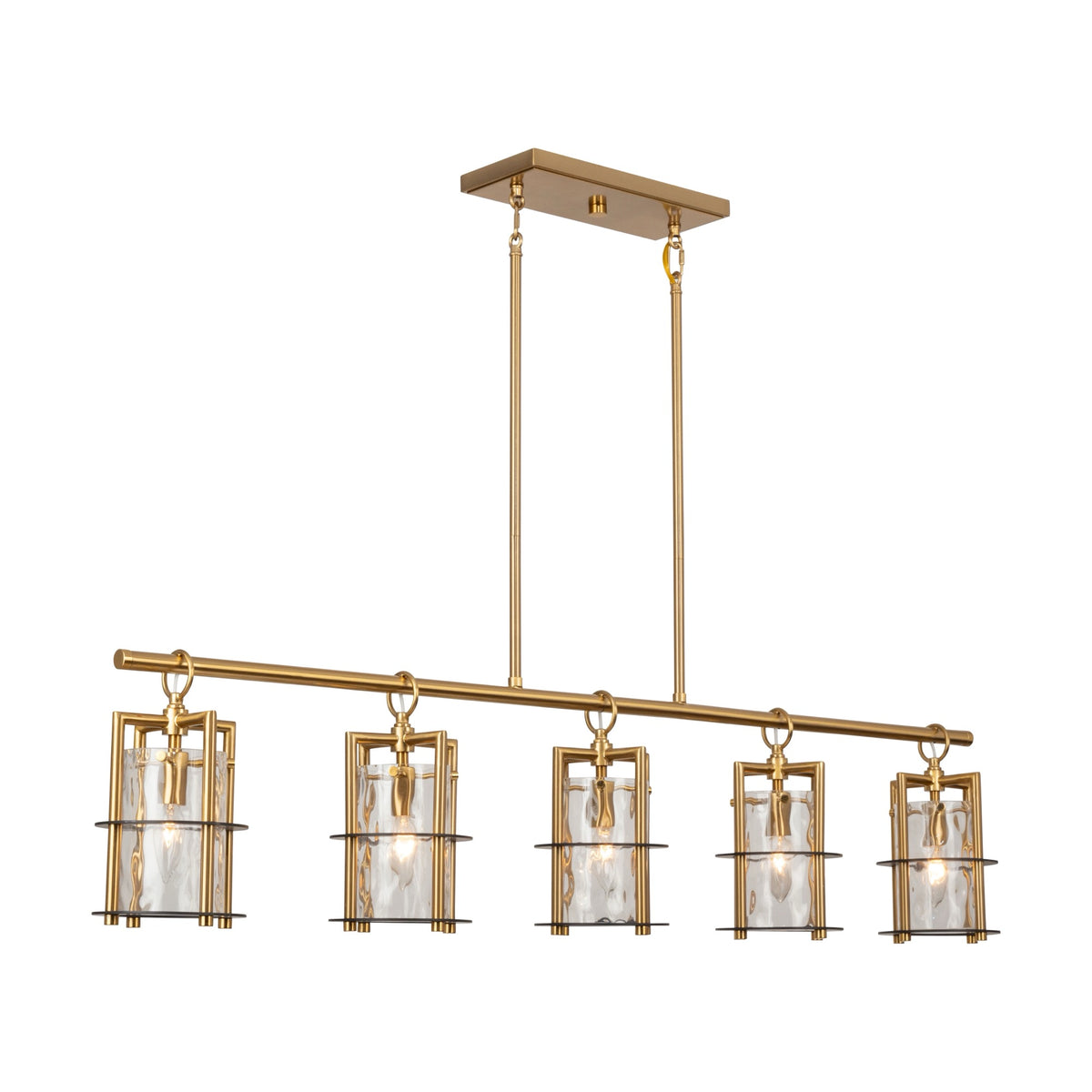 Burford Collection 5-Light Island/Pool Table Brass & Black