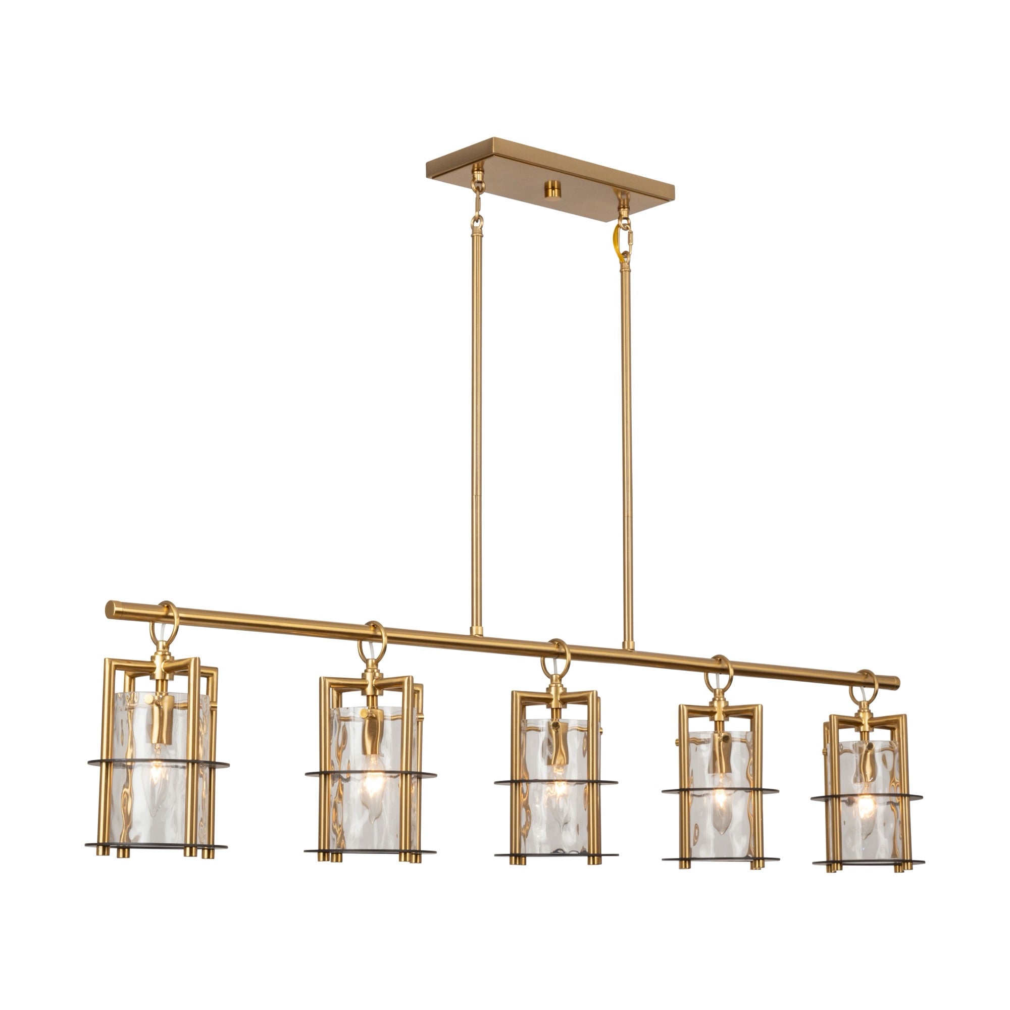 Burford Collection 5-Light Island/Pool Table Brass & Black