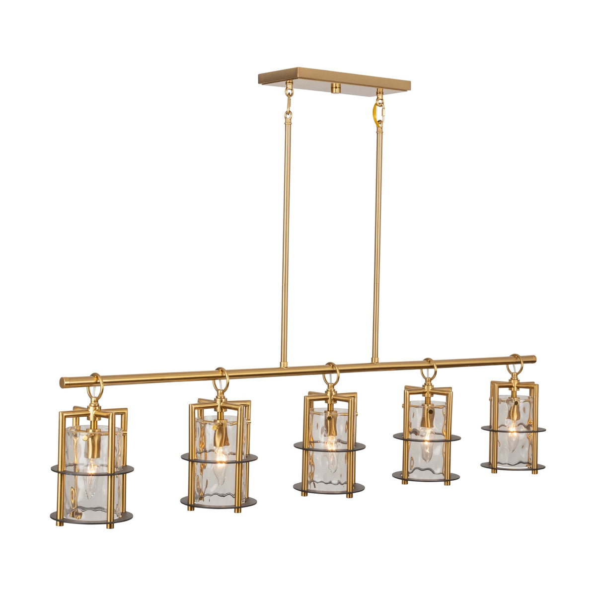 Burford Collection 5-Light Island/Pool Table Brass & Black