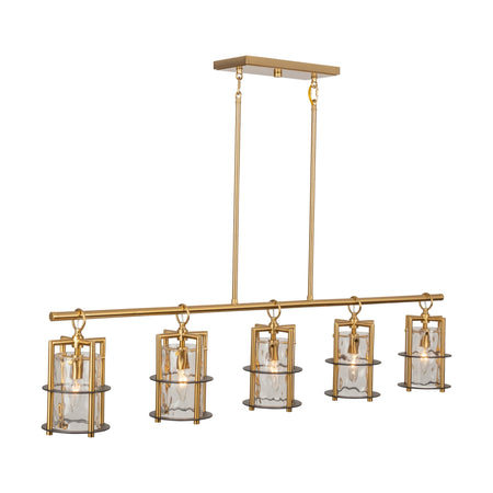 Burford Collection 5-Light Island/Pool Table Brass & Black