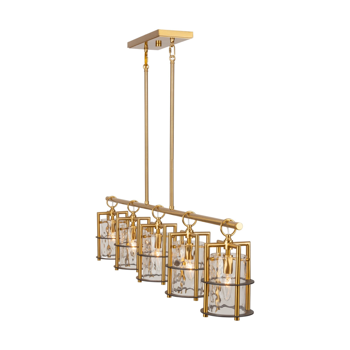 Burford Collection 5-Light Island/Pool Table Brass & Black