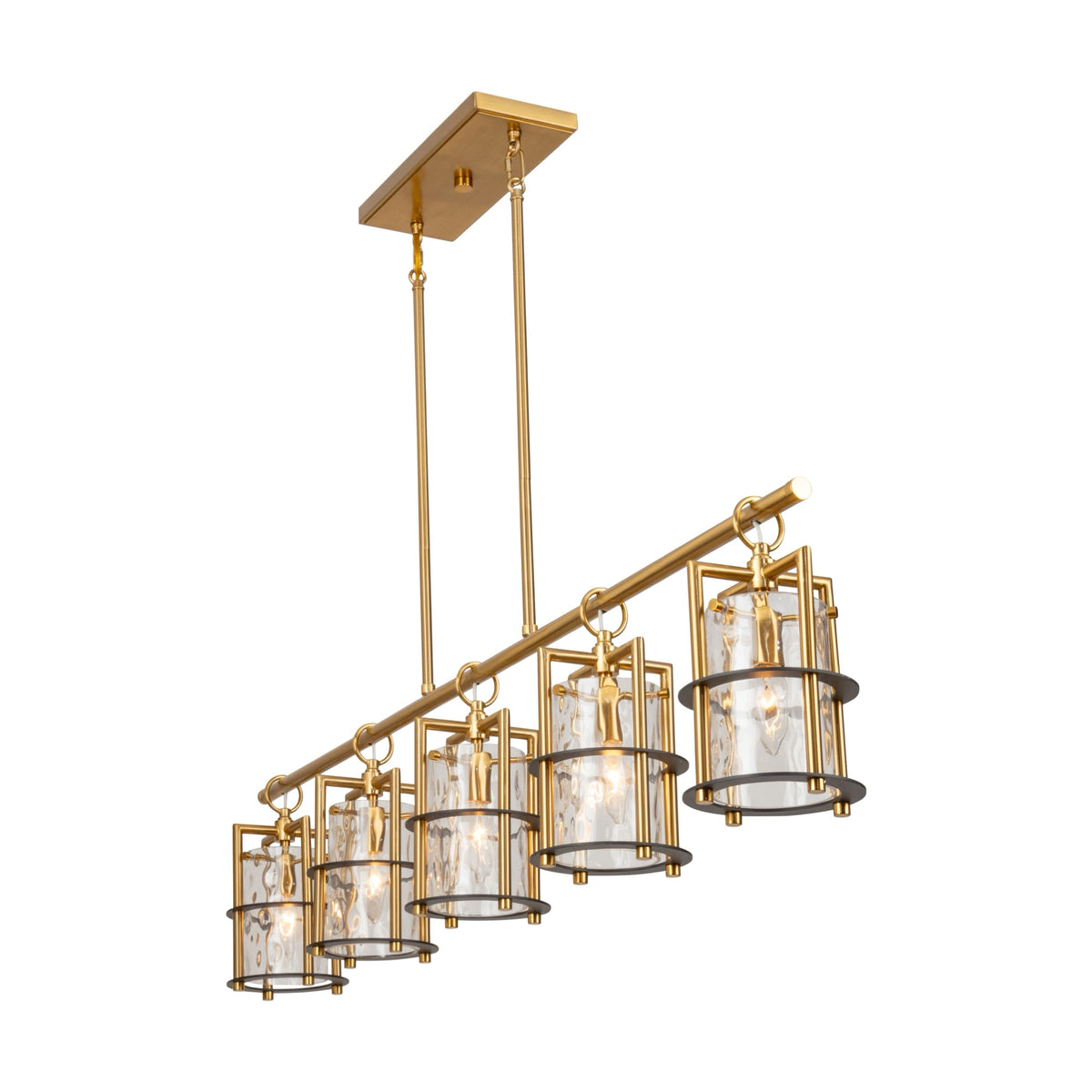 Burford Collection 5-Light Island/Pool Table Brass & Black