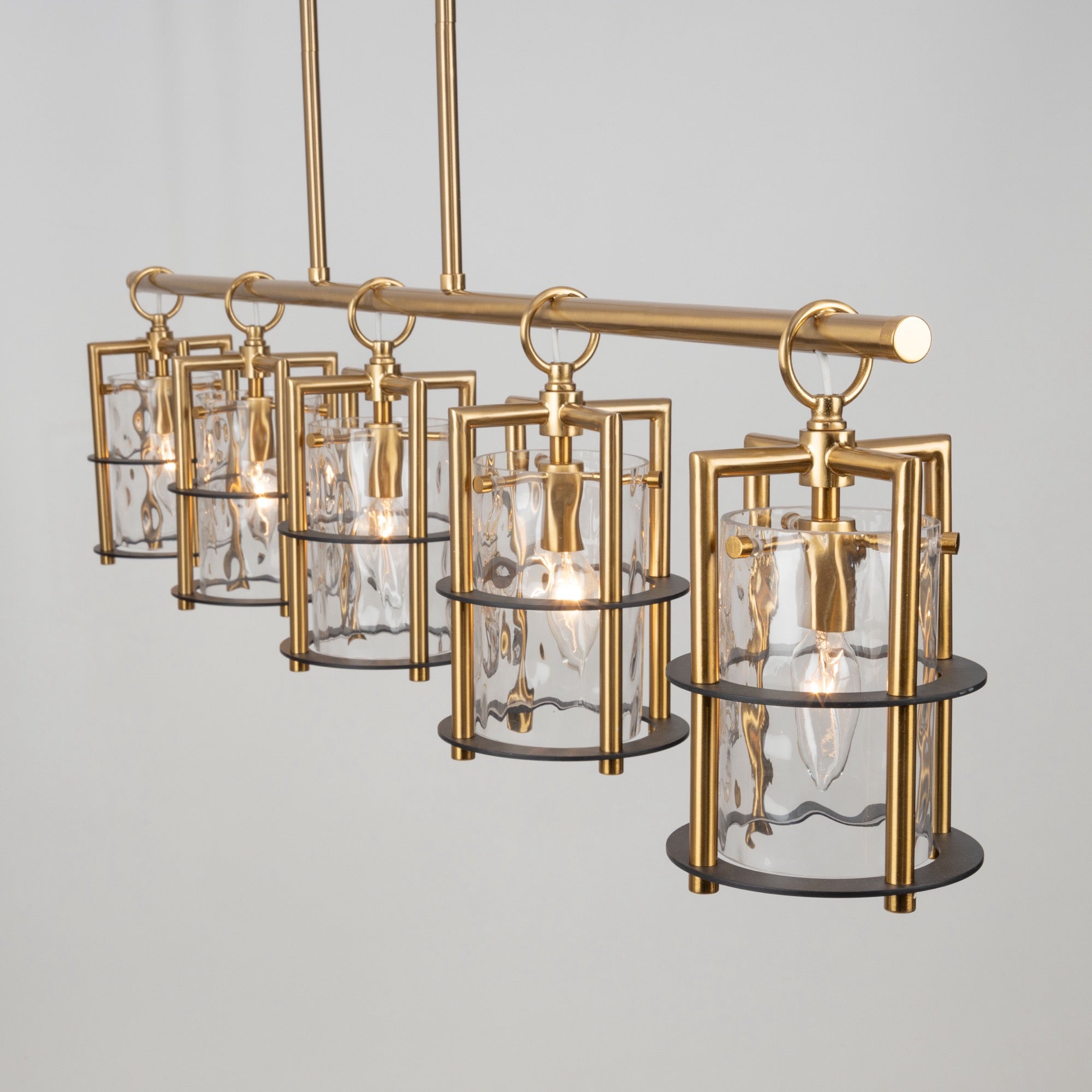 Burford Collection 5-Light Island/Pool Table Brass & Black