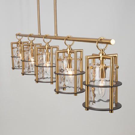Burford Collection 5-Light Island/Pool Table Brass & Black