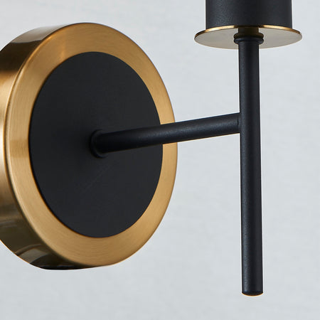 Gem Collection 1-Light Sconce with Amber Glass Black and Brushed Brass