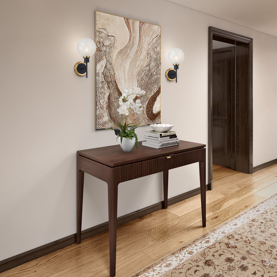 Gem Collection 1-Light Sconce Black and Brushed Brass