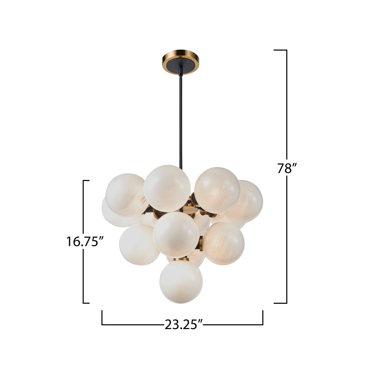Gem Collection 13-Light Chandelier Black and Brushed Brass