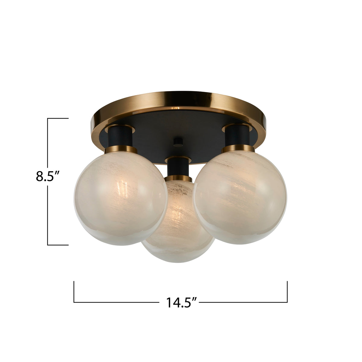 Gem Collection 3-Light Pendant Black and Brushed Brass