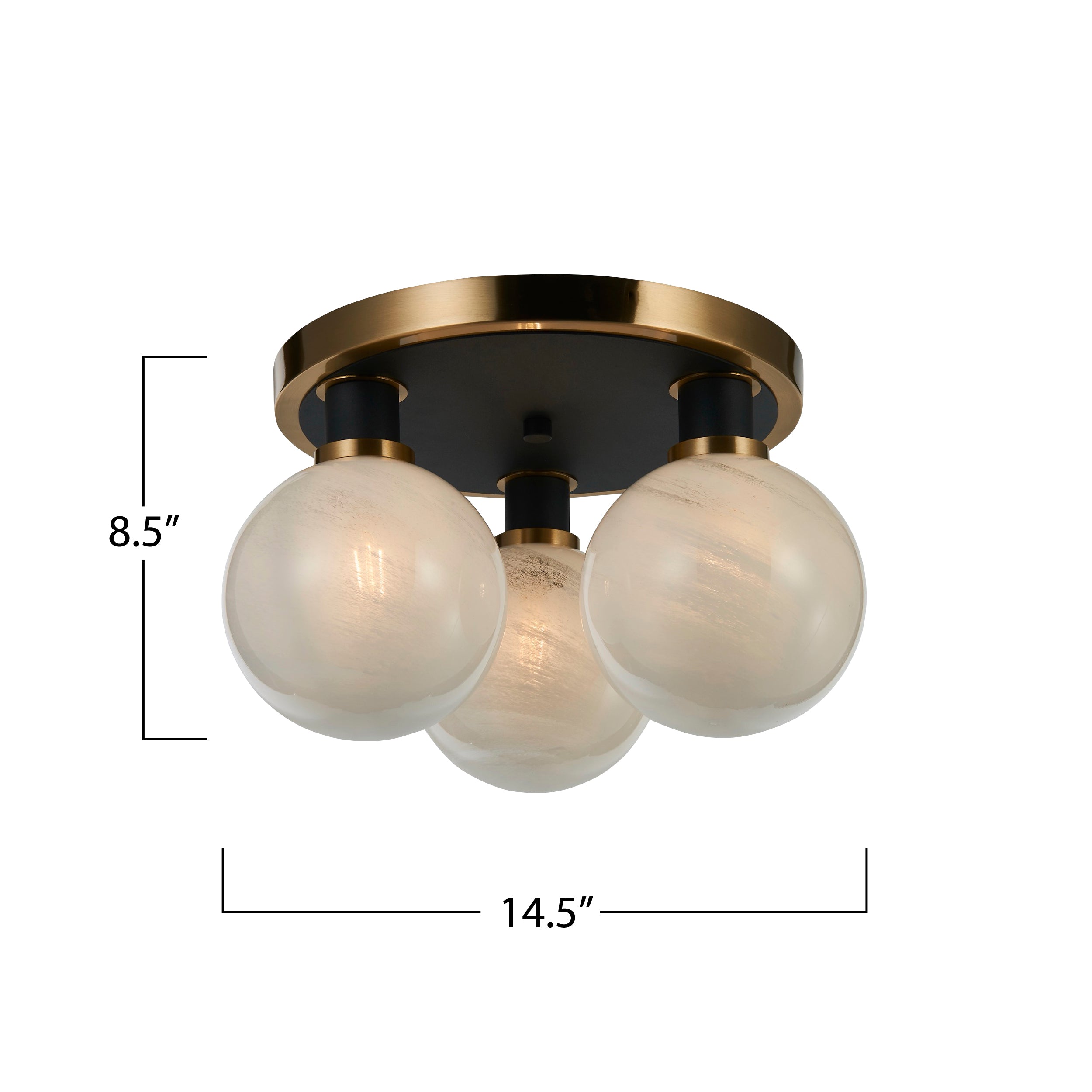 Gem Collection 3-Light Pendant Black and Brushed Brass
